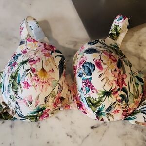 Cacique Multicolor Floral Bra Sz 44DD